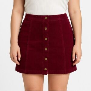 Choles skirt Button Front Corduroy Burgundy/Maroon colored mini skirt SZ M